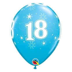 Balony na 18 Urodziny Niebieskie (osiemnastka) 6 szt. 28 cm
